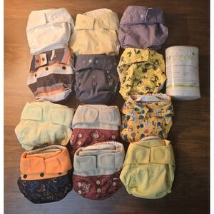 Lot of 12 GroVia Diaper Shell With Organic Cotton Snap in Inserts.